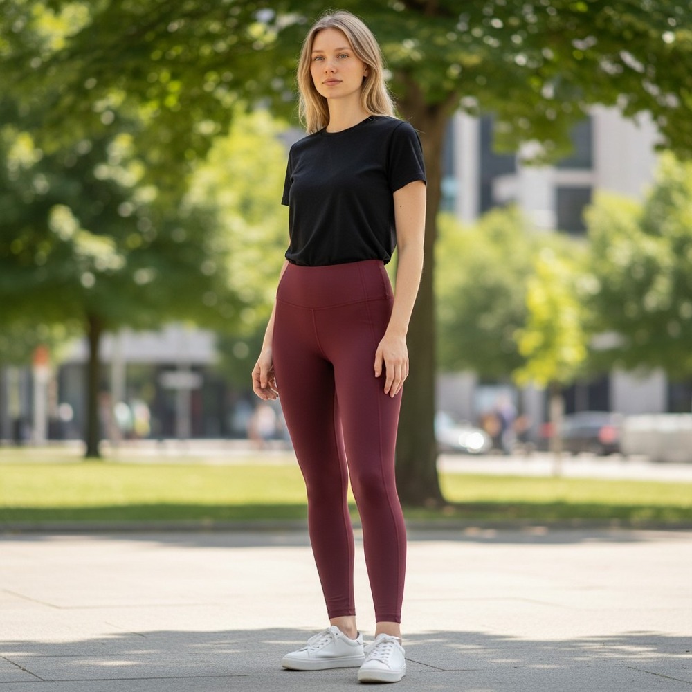 Aerie Chill Play Move High Waisted Leggings Women M Burgundy Excellent Stretch